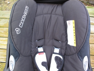 Maxi-Cosi infant car seat before steam clean